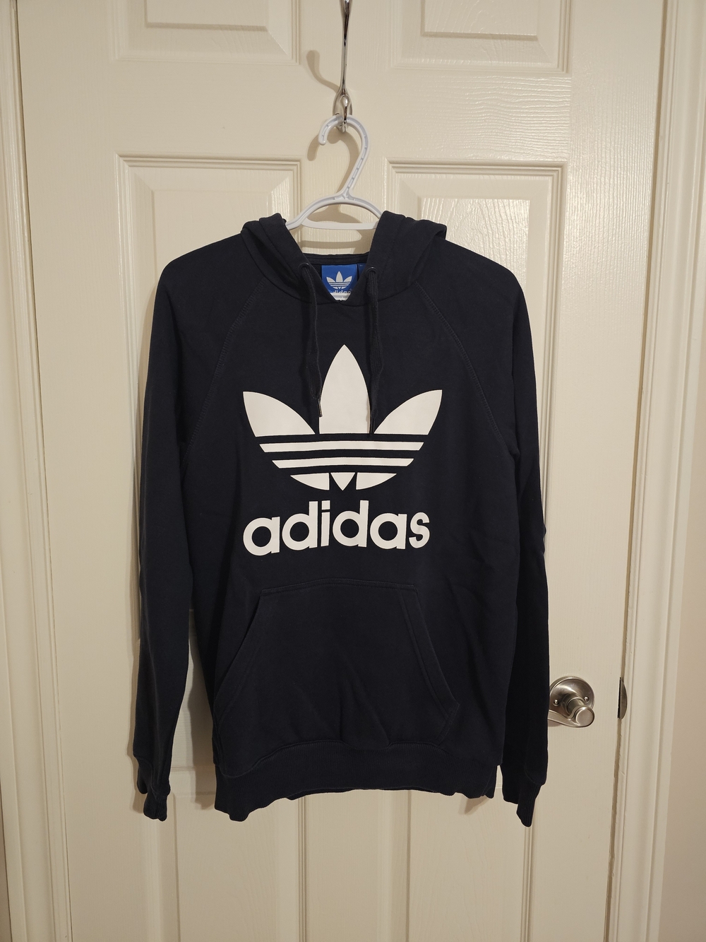adidas Navy Hoodie with White Trefoil Logo